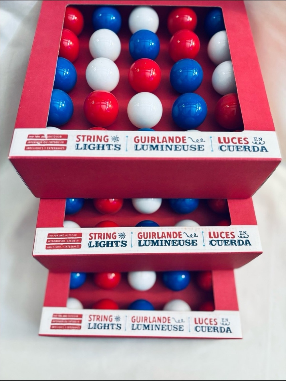 CRATE & BARREL 4th of JULY RETRO BOLB STRING LIGHTS (Set of 3)